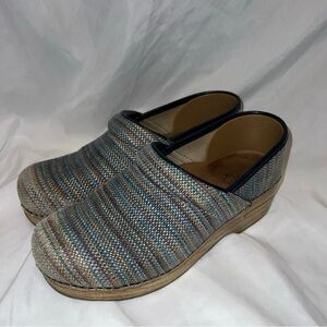 Dansko Wood Vegan Pro Woven Clogs Slip On Canvas Nursing Work Shoes 39